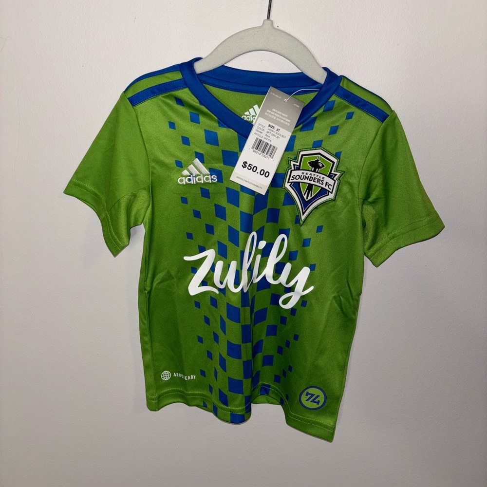 MLS Seattle Sounders FC Rave Green Adidas Toddler Soccer Jersey! 3T NWT